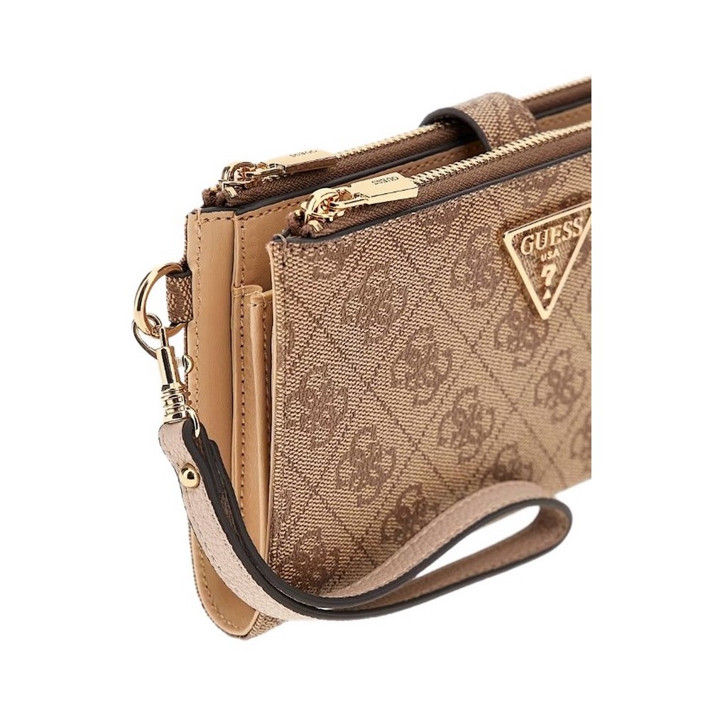 GUESS LAUREL II SLG DBL ZIP ORGNZR ΠΟΡΤΟΦΟΛΙ ΓΥΝΑΙΚΕΙΟ LATTE