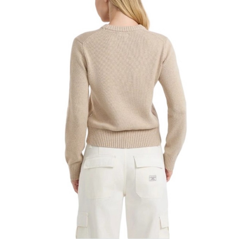 GUESS JEANS INTARSIA SWTR ΜΠΛΟΥΖΑ ΠΛΕΚΤΗ ΓΥΝΑΙΚΕΙΑ BEIGE