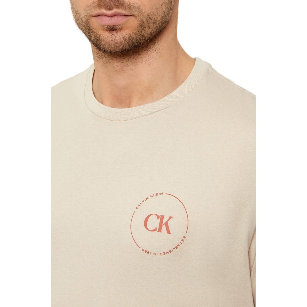 CALVIN KLEIN JEANS 30S EU WHOLESALE JEANS GRAPHICS T-SHIRT ΜΠΛΟΥΖΑ ΑΝΔΡΙΚΗ BEIGE