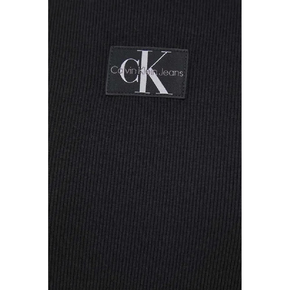 CALVIN KLEIN JEANS WOVEN LABEL RIB REGULAR TEE T-SHIRT ΓΥΝΑΙΚΕΙΟ BLACK