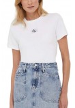 CALVIN KLEIN JEANS WOVEN LABEL RIB REGULAR TEE T-SHIRT ΓΥΝΑΙΚΕΙΟ BRIGHT WHITE