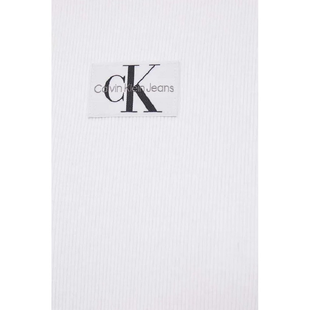 CALVIN KLEIN JEANS WOVEN LABEL RIB REGULAR TEE T-SHIRT ΓΥΝΑΙΚΕΙΟ BRIGHT WHITE