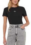 CALVIN KLEIN JEANS WOVEN LABEL RIB REGULAR TEE T-SHIRT ΓΥΝΑΙΚΕΙΟ BLACK