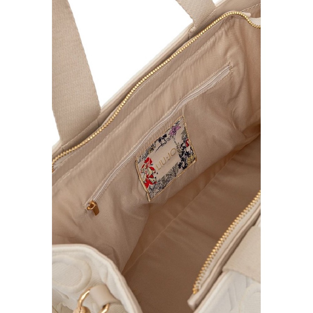 LIU JO SOFT MIN OF 2 L TOTE LOGO BUBBLE ΤΣΑΝΤΑ ΓΥΝΑΙΚΕΙΑ WHITE/CREAMY