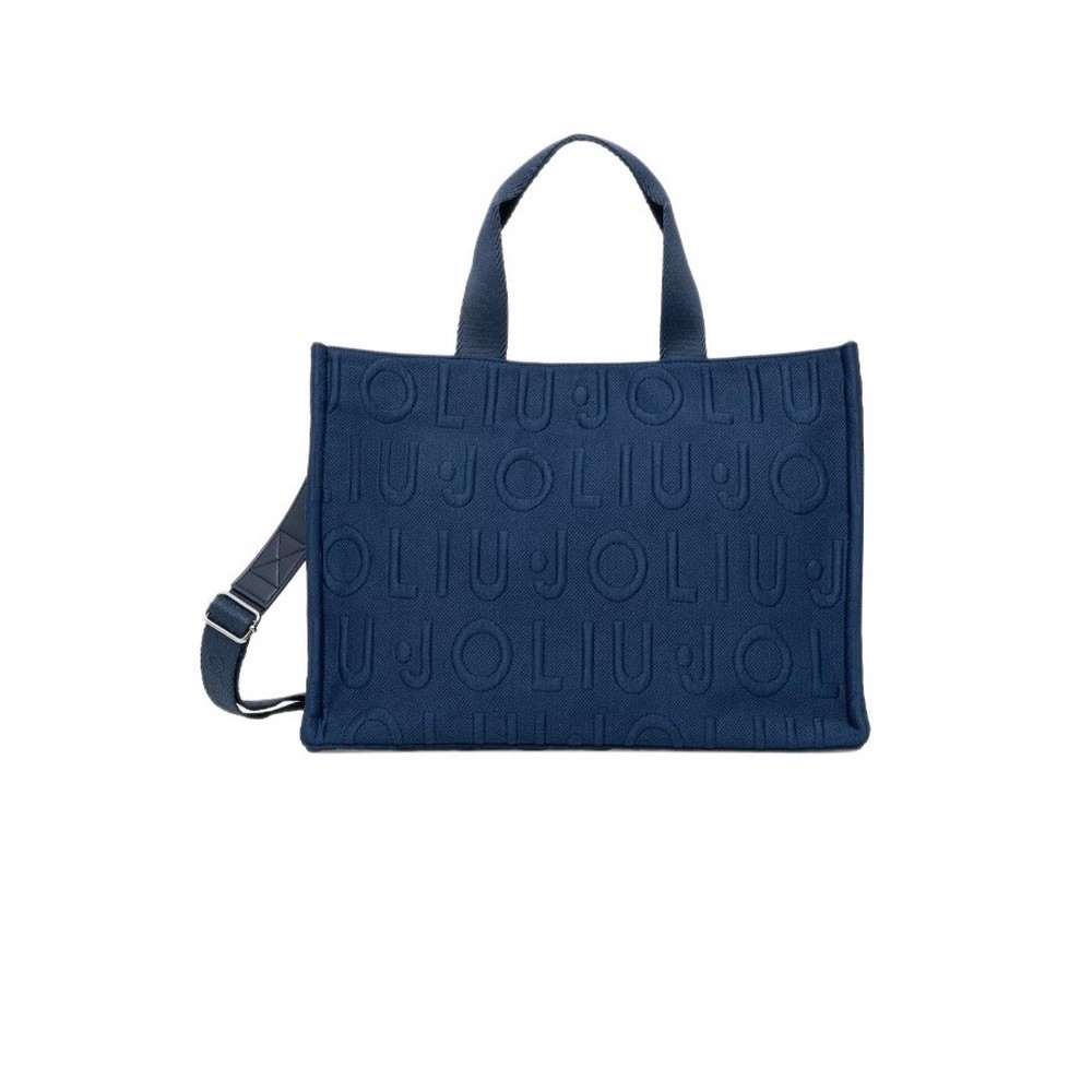 LIU JO SOFT MIN OF 2 L TOTE LOGO BUBBLE ΤΣΑΝΤΑ ΓΥΝΑΙΚΕΙΑ BLUE SKY