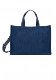 LIU JO SOFT MIN OF 2 L TOTE LOGO BUBBLE ΤΣΑΝΤΑ ΓΥΝΑΙΚΕΙΑ BLUE SKY