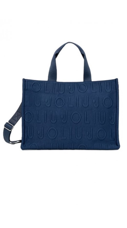 LIU JO SOFT MIN OF 2 L TOTE LOGO BUBBLE ΤΣΑΝΤΑ ΓΥΝΑΙΚΕΙΑ BLUE SKY