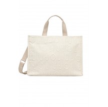 LIU JO SOFT MIN OF 2 L TOTE LOGO BUBBLE ΤΣΑΝΤΑ ΓΥΝΑΙΚΕΙΑ WHITE/CREAMY