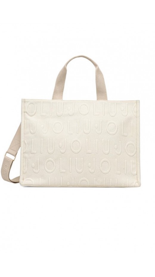 LIU JO SOFT MIN OF 2 L TOTE LOGO BUBBLE ΤΣΑΝΤΑ ΓΥΝΑΙΚΕΙΑ WHITE/CREAMY