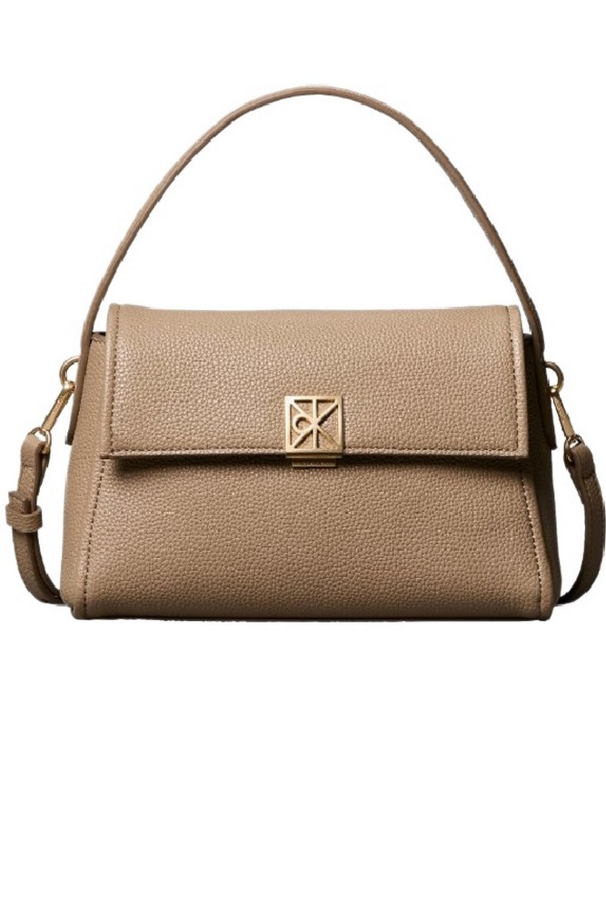 CALVIN KLEIN EMBLEM HW PEBBLE SHOULDER BAG 25 ΤΣΑΝΤΑ ΓΥΝΑΙΚΕΙΑ TAUPE