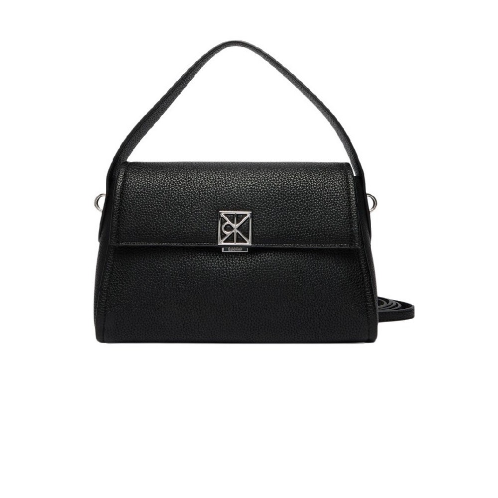 CALVIN KLEIN EMBLEM HW PEBBLE SHOULDER BAG 25 ΤΣΑΝΤΑ ΓΥΝΑΙΚΕΙΑ BLACK