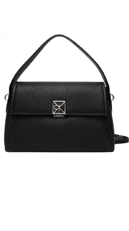 CALVIN KLEIN EMBLEM HW PEBBLE SHOULDER BAG 25 ΤΣΑΝΤΑ ΓΥΝΑΙΚΕΙΑ BLACK