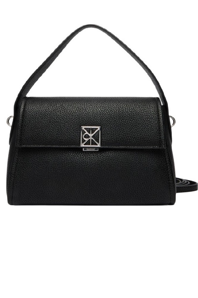CALVIN KLEIN EMBLEM HW PEBBLE SHOULDER BAG 25 ΤΣΑΝΤΑ ΓΥΝΑΙΚΕΙΑ BLACK