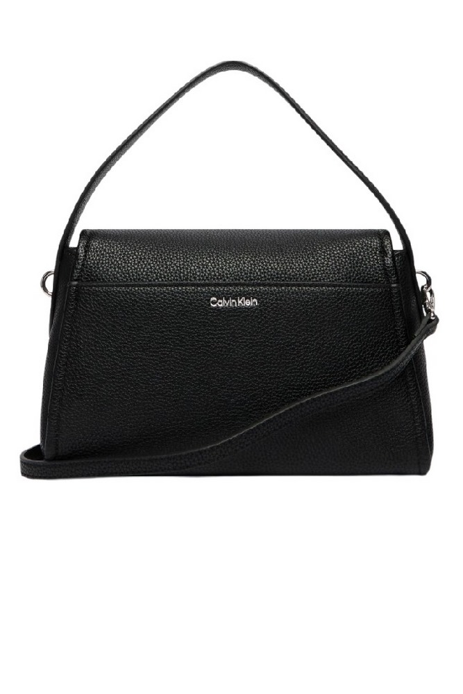 CALVIN KLEIN EMBLEM HW PEBBLE SHOULDER BAG 25 ΤΣΑΝΤΑ ΓΥΝΑΙΚΕΙΑ BLACK