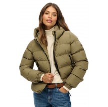 SUPERDRY D1 SDSW HOODED SPORTS PUFFER JACKET ΜΠΟΥΦΑΝ ΓΥΝΑΙΚΕΙΟ KHAKI