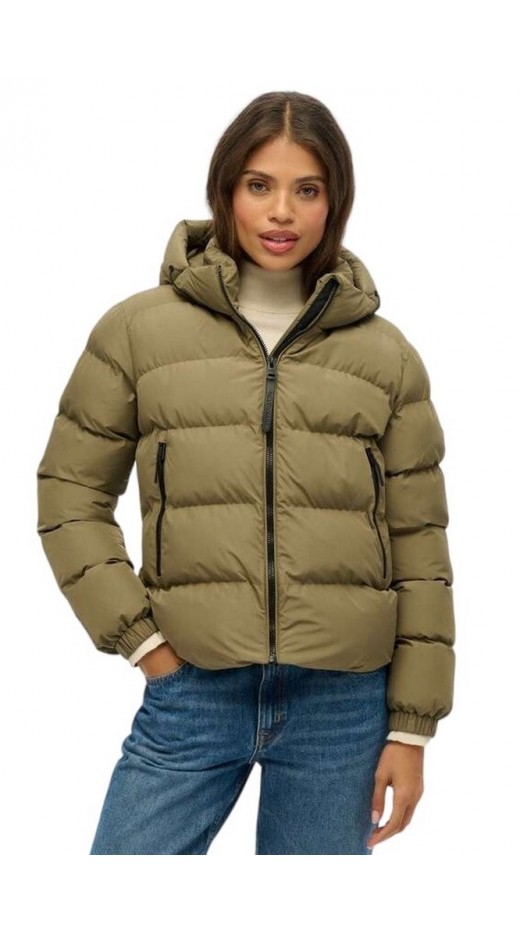 SUPERDRY D1 SDSW HOODED SPORTS PUFFER JACKET ΜΠΟΥΦΑΝ ΓΥΝΑΙΚΕΙΟ KHAKI