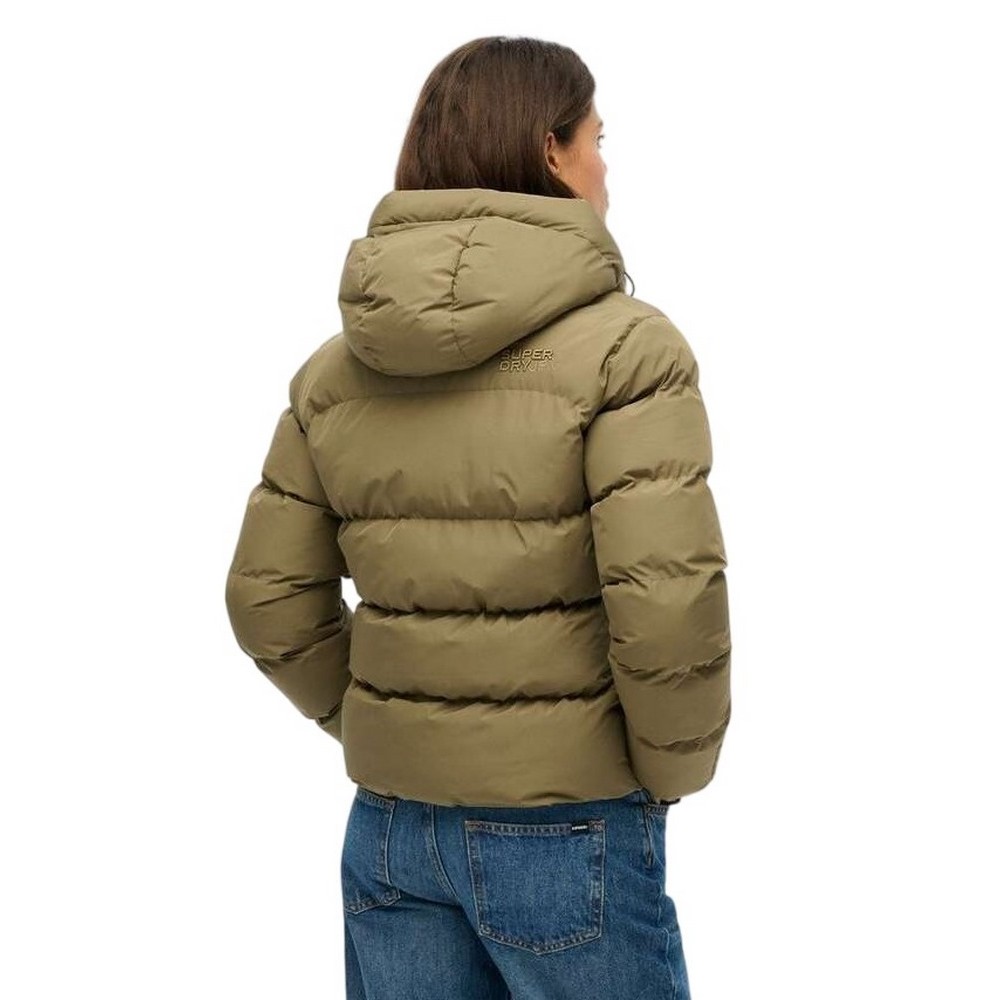 SUPERDRY D1 SDSW HOODED SPORTS PUFFER JACKET ΜΠΟΥΦΑΝ ΓΥΝΑΙΚΕΙΟ KHAKI