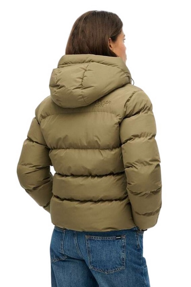 SUPERDRY D1 SDSW HOODED SPORTS PUFFER JACKET ΜΠΟΥΦΑΝ ΓΥΝΑΙΚΕΙΟ KHAKI