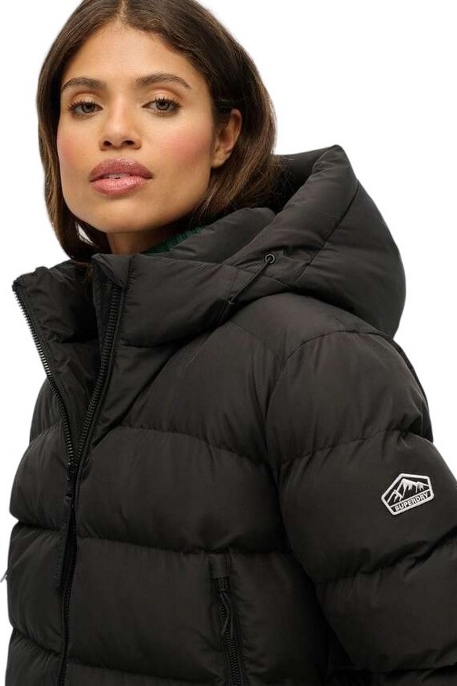 SUPERDRY D1 SDSW HOODED SPORTS PUFFER JACKET ΜΠΟΥΦΑΝ ΓΥΝΑΙΚΕΙΟ BLACK