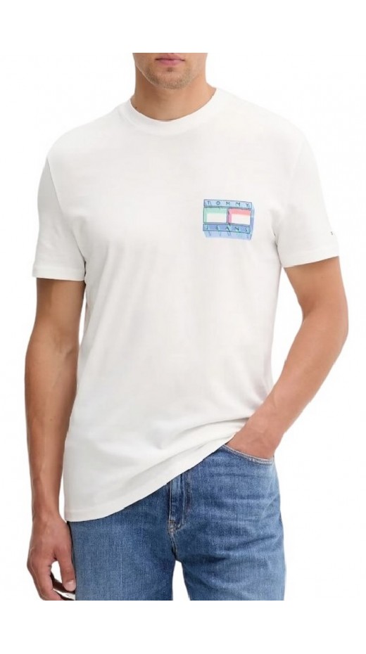 TOMMY JEANS REG DNA FLAG PLAY TEE EXT T-SHIRT ΜΠΛΟΥΖΑ ΑΝΔΡΙΚΗ OFF WHITE