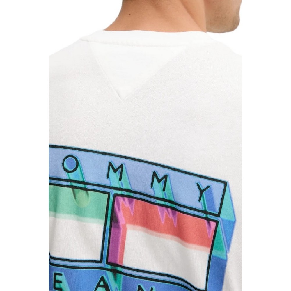 TOMMY JEANS REG DNA FLAG PLAY TEE EXT T-SHIRT ΜΠΛΟΥΖΑ ΑΝΔΡΙΚΗ OFF WHITE