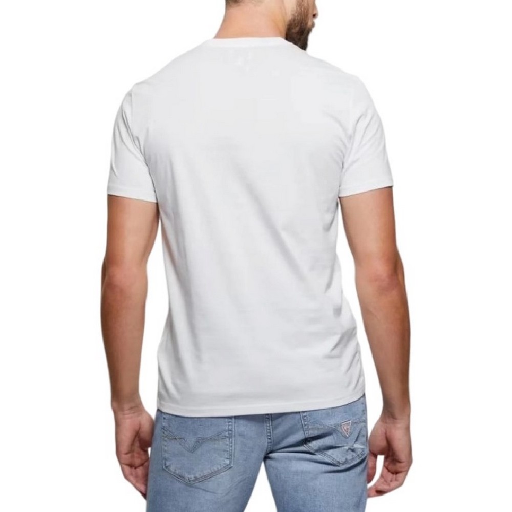 GUESS EMB PIMA CREW T-SHIRT ΜΠΛΟΥΖΑ ΑΝΔΡΙΚΗ WHITE