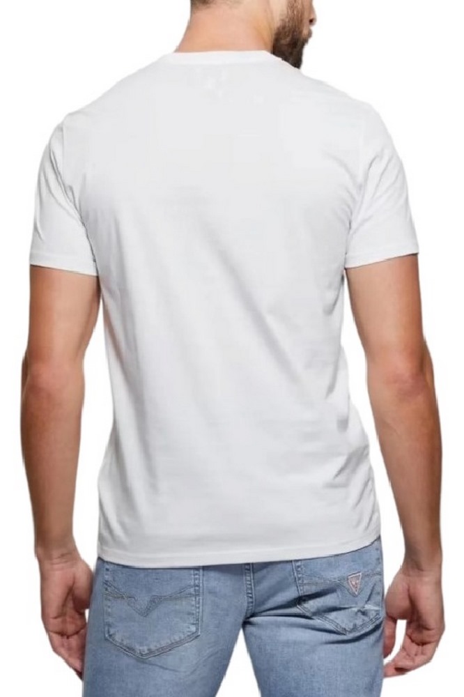 GUESS EMB PIMA CREW T-SHIRT ΜΠΛΟΥΖΑ ΑΝΔΡΙΚΗ WHITE