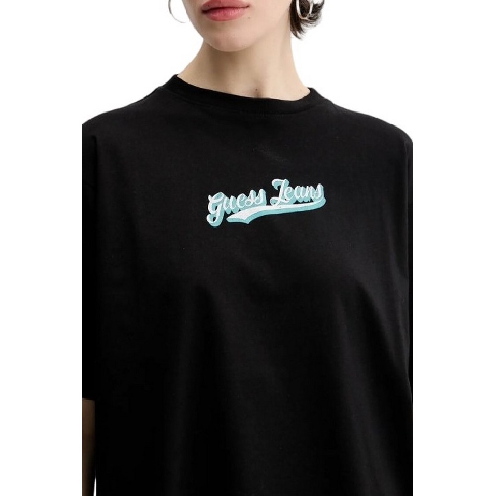 GUESS JEANS CN OS CURVED L T-SHIRT ΜΠΛΟΥΖΑ ΓΥΝΑΙΚΕΙΑ BLACK