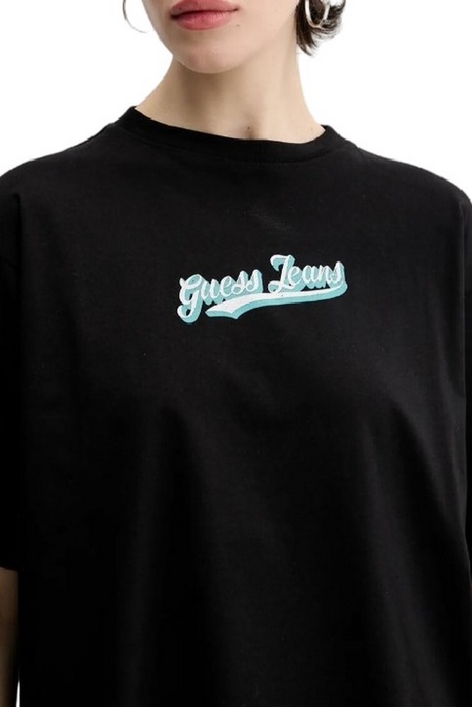 GUESS JEANS CN OS CURVED L T-SHIRT ΜΠΛΟΥΖΑ ΓΥΝΑΙΚΕΙΑ BLACK
