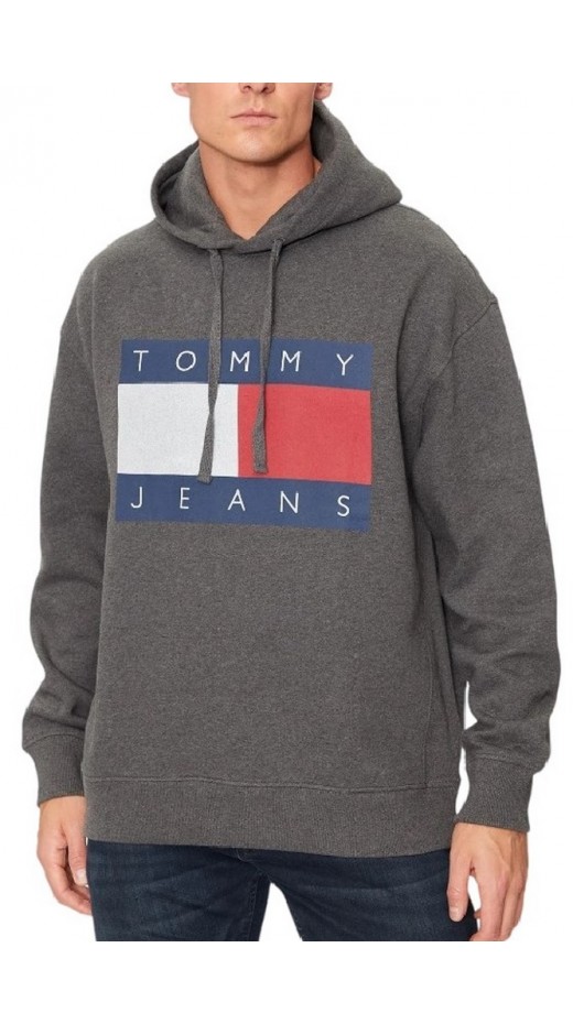 TOMMY JEANS RLX MELANGE FLAG HOODIE ΜΠΛΟΥΖΑ ΦΟΥΤΕΡ ΑΝΔΡΙΚΗ NEW CHARCOAL