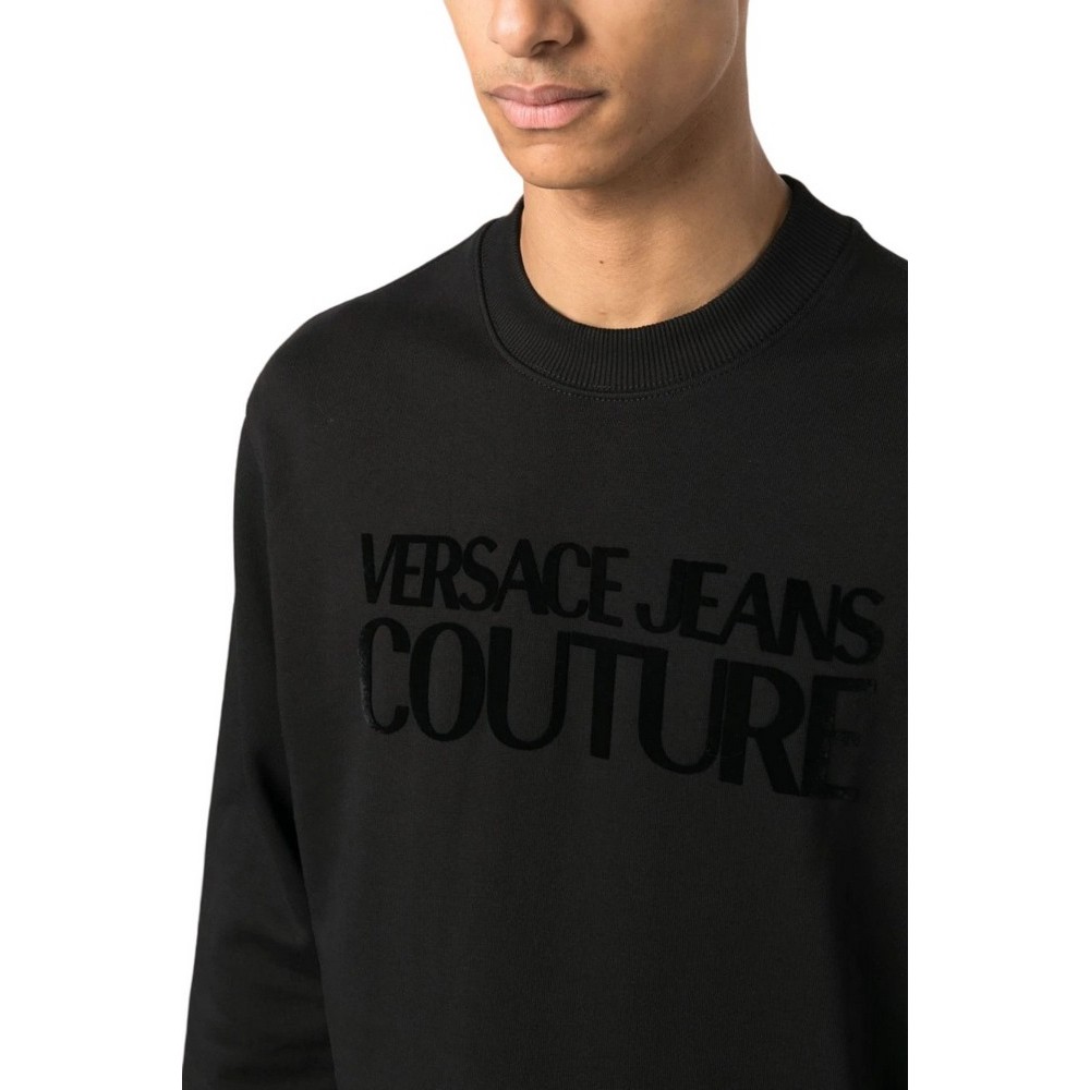 VERSACE JEANS COUTURE R LOGO FLOCK ΦΟΥΤΕΡ ΜΠΛΟΥΖΑ ΑΝΔΡΙΚΟ BLACK