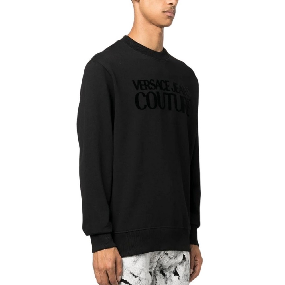 VERSACE JEANS COUTURE R LOGO FLOCK ΦΟΥΤΕΡ ΜΠΛΟΥΖΑ ΑΝΔΡΙΚΟ BLACK