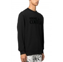 VERSACE JEANS COUTURE R LOGO FLOCK ΦΟΥΤΕΡ ΜΠΛΟΥΖΑ ΑΝΔΡΙΚΟ BLACK