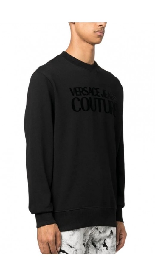 VERSACE JEANS COUTURE R LOGO FLOCK ΦΟΥΤΕΡ ΜΠΛΟΥΖΑ ΑΝΔΡΙΚΟ BLACK