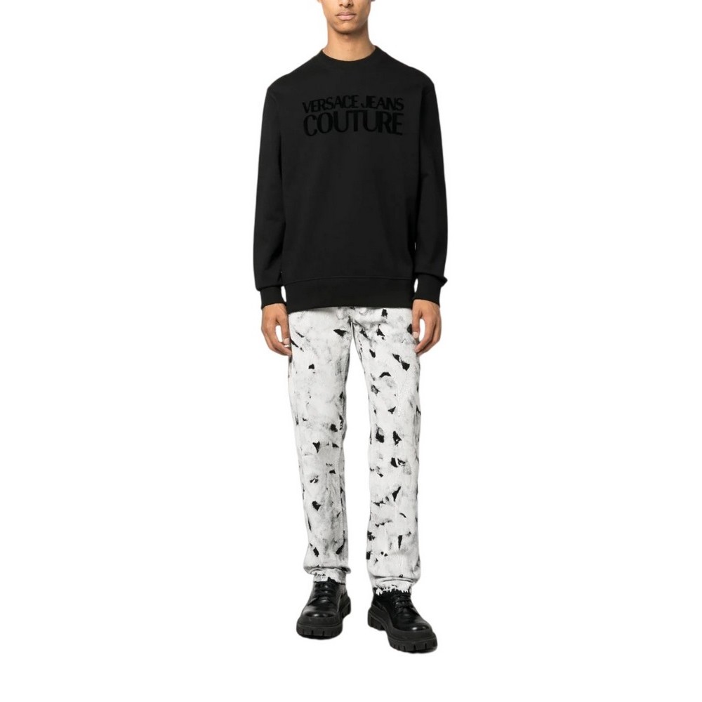 VERSACE JEANS COUTURE R LOGO FLOCK ΦΟΥΤΕΡ ΜΠΛΟΥΖΑ ΑΝΔΡΙΚΟ BLACK