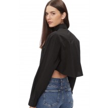 CALVIN KLEIN JEANS WOVEN LABEL CROPPED SHIRT ΠΟΥΚΑΜΙΣΟ ΓΥΝΑΙΚΕΙΟ BLACK