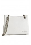 CALVIN KLEIN JEANS SCULPTED SHOULDER BAG W/CHAIN24 ΤΣΑΝΤΑ ΓΥΝΑΙΚΕΙΑ WHITE