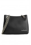 CALVIN KLEIN JEANS SCULPTED SHOULDER BAG W/CHAIN24 ΤΣΑΝΤΑ ΓΥΝΑΙΚΕΙΑ BLACK