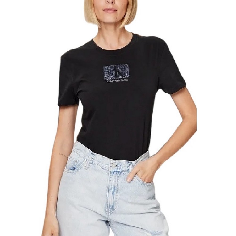 CALVIN KLEIN JEANS PRINTED BOX SLIM  TEE T-SHIRT ΓΥΝΑΙΚΕΙΟ BLACK