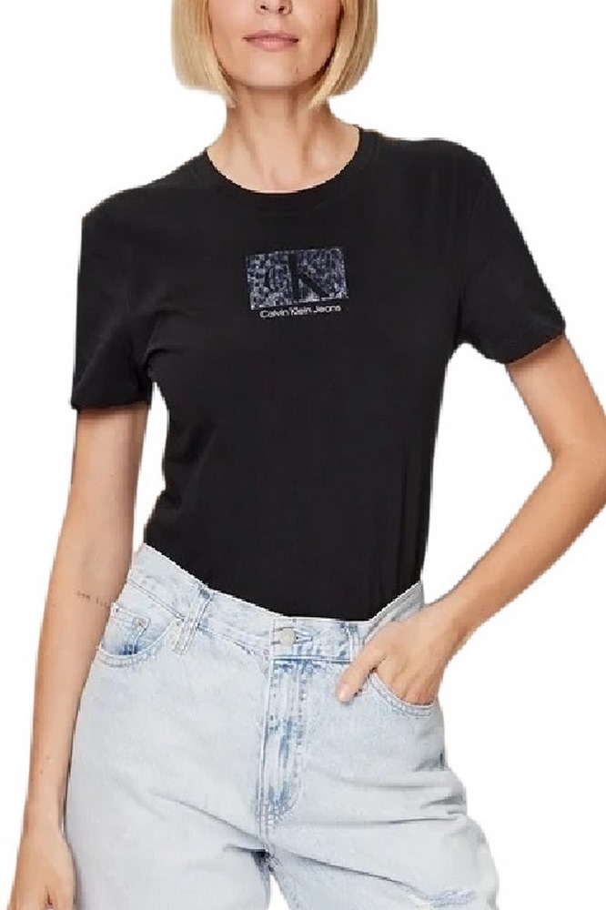 CALVIN KLEIN PRINTED BOX SLIM  TEE T-SHIRT ΓΥΝΑΙΚΕΙΟ BLACK