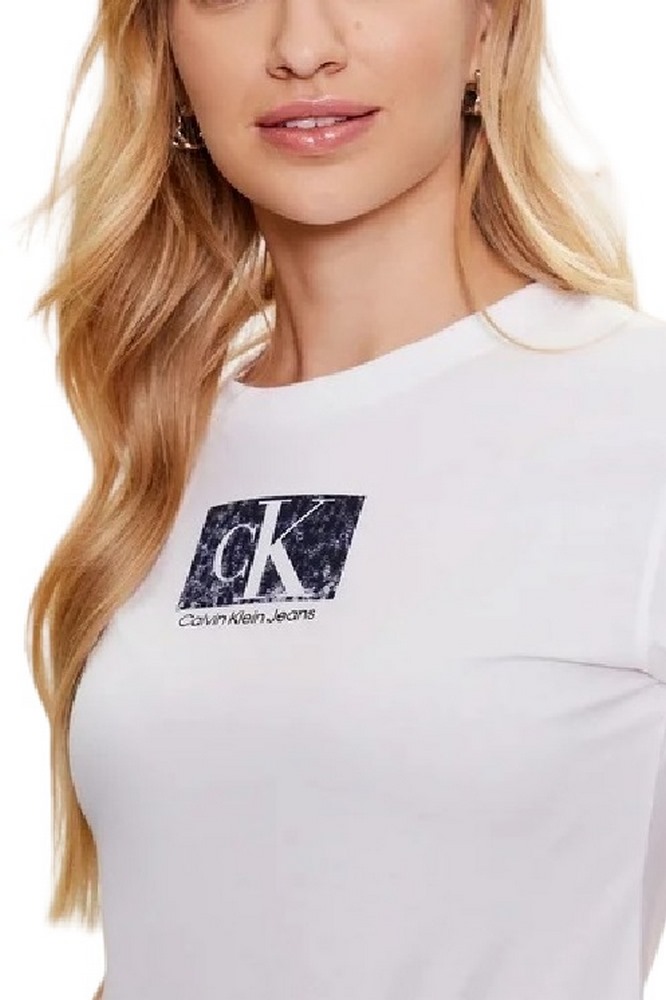 CALVIN KLEIN PRINTED BOX SLIM  TEE T-SHIRT ΓΥΝΑΙΚΕΙΟ WHITE