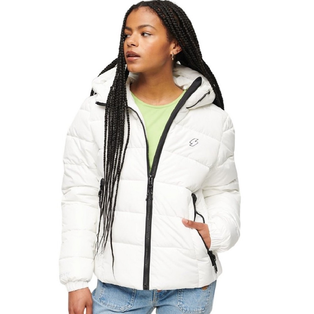 SUPERDRY HOODED SPIRIT SPORTS PUFFER ΜΠΟΥΦΑΝ ΓΥΝΑΙΚΕΙΟ WHITE