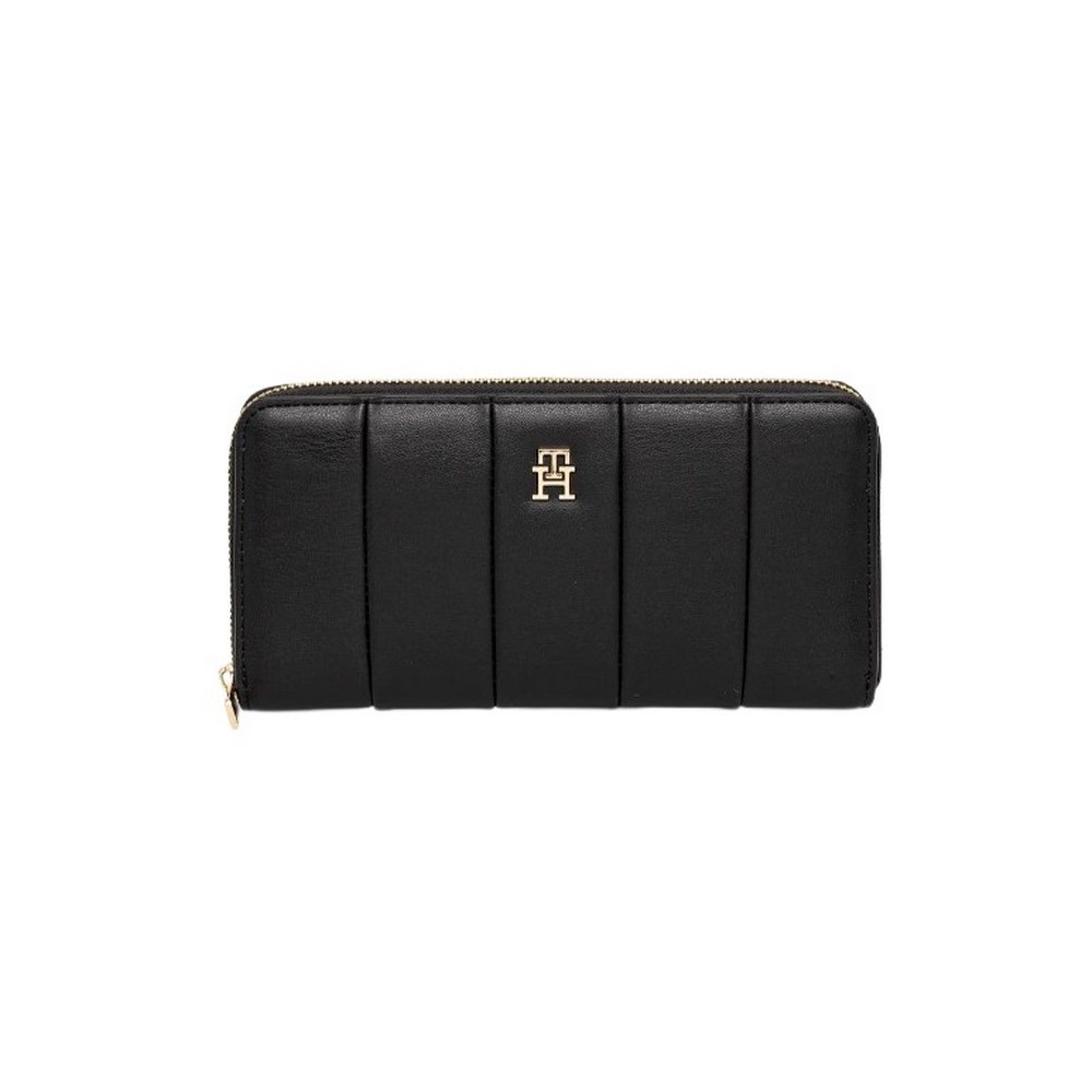 TOMMY HILFIGER  ICON LRG ZA QUILTED ΠΟΡΤΟΦΟΛΙ ΓΥΝΑΙΚΕΙΟ BLACK