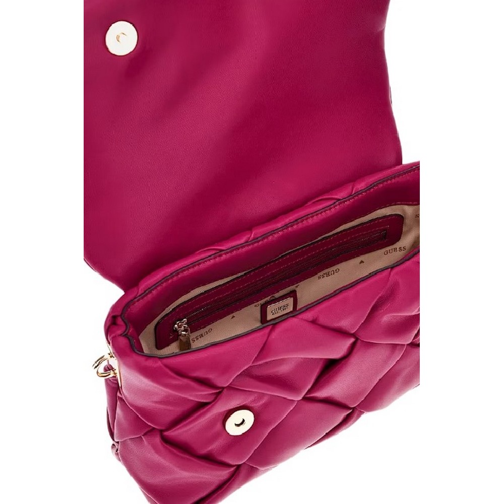 GUESS ZAINA FLAP SHOULDER ΤΣΑΝΤΑ ΓΥΝΑΙΚΕΙΑ PLUM