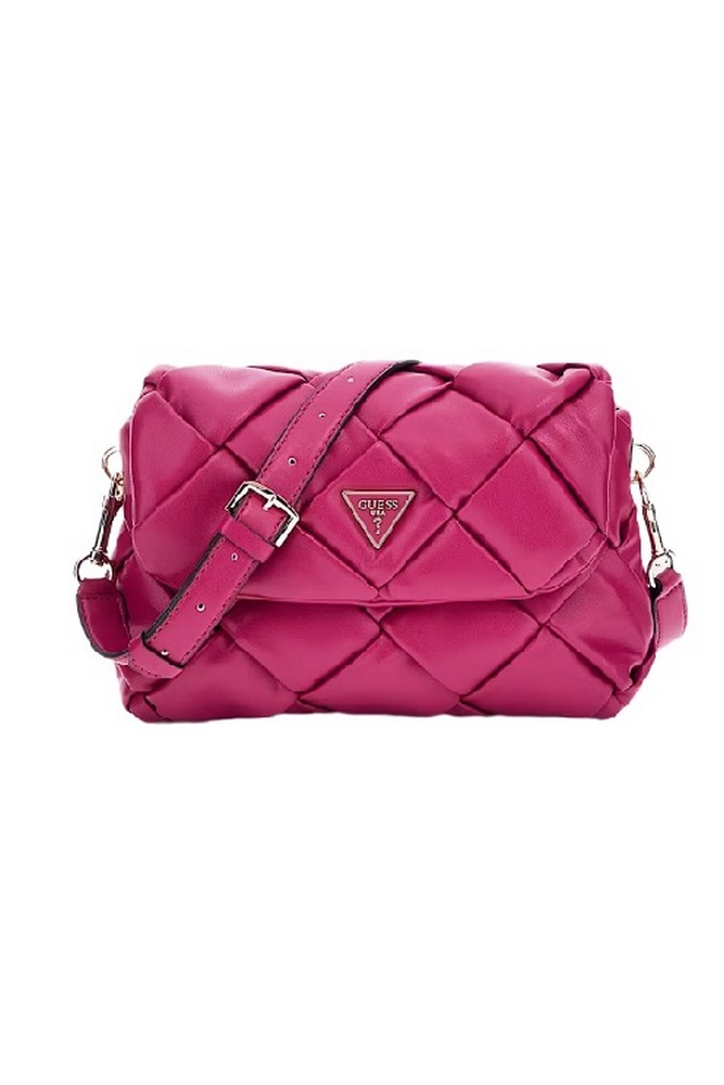 GUESS ZAINA FLAP SHOULDER ΤΣΑΝΤΑ ΓΥΝΑΙΚΕΙΑ PLUM