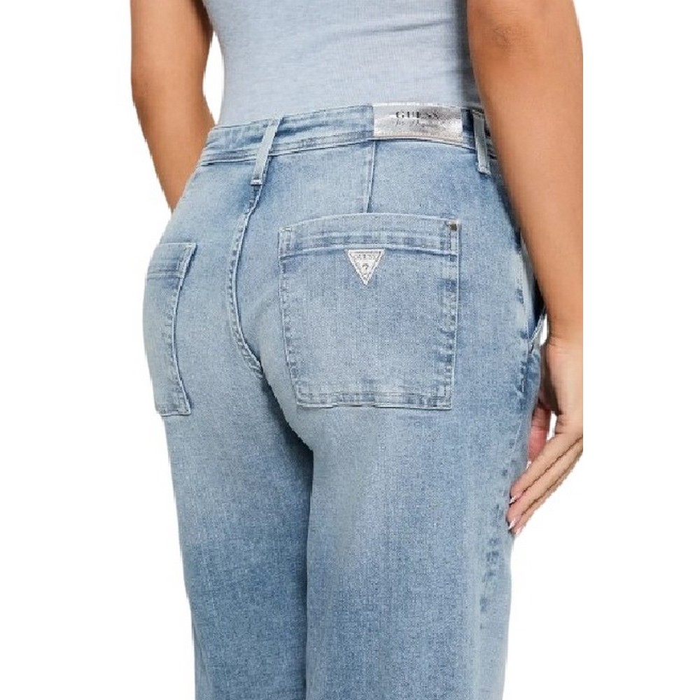 GUESS ZOYA WIDE LEG CROP ΠΑΝΤΕΛΟΝΙ ΓΥΝΑΙΚΕΙΟ LIGHT DENIM