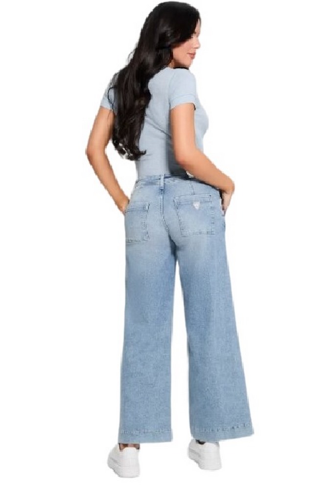 GUESS ZOYA WIDE LEG CROP ΠΑΝΤΕΛΟΝΙ ΓΥΝΑΙΚΕΙΟ LIGHT DENIM
