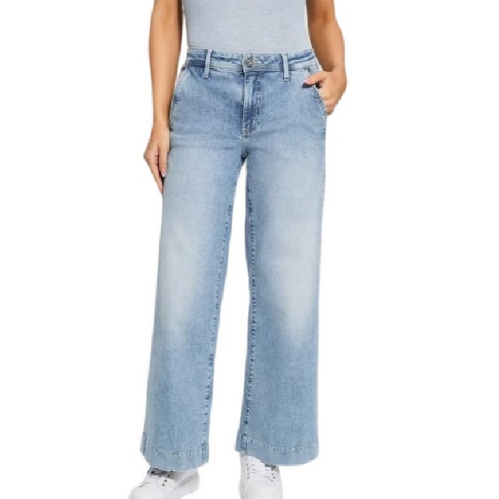 GUESS ZOYA WIDE LEG CROP ΠΑΝΤΕΛΟΝΙ ΓΥΝΑΙΚΕΙΟ LIGHT DENIM