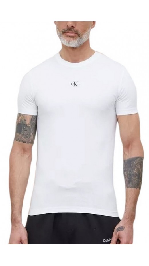 CALVIN KLEIN  JEANS MICRO MONOLOGO TEE TSHIRT ΑΝΔΡΙΚΟ WHITE