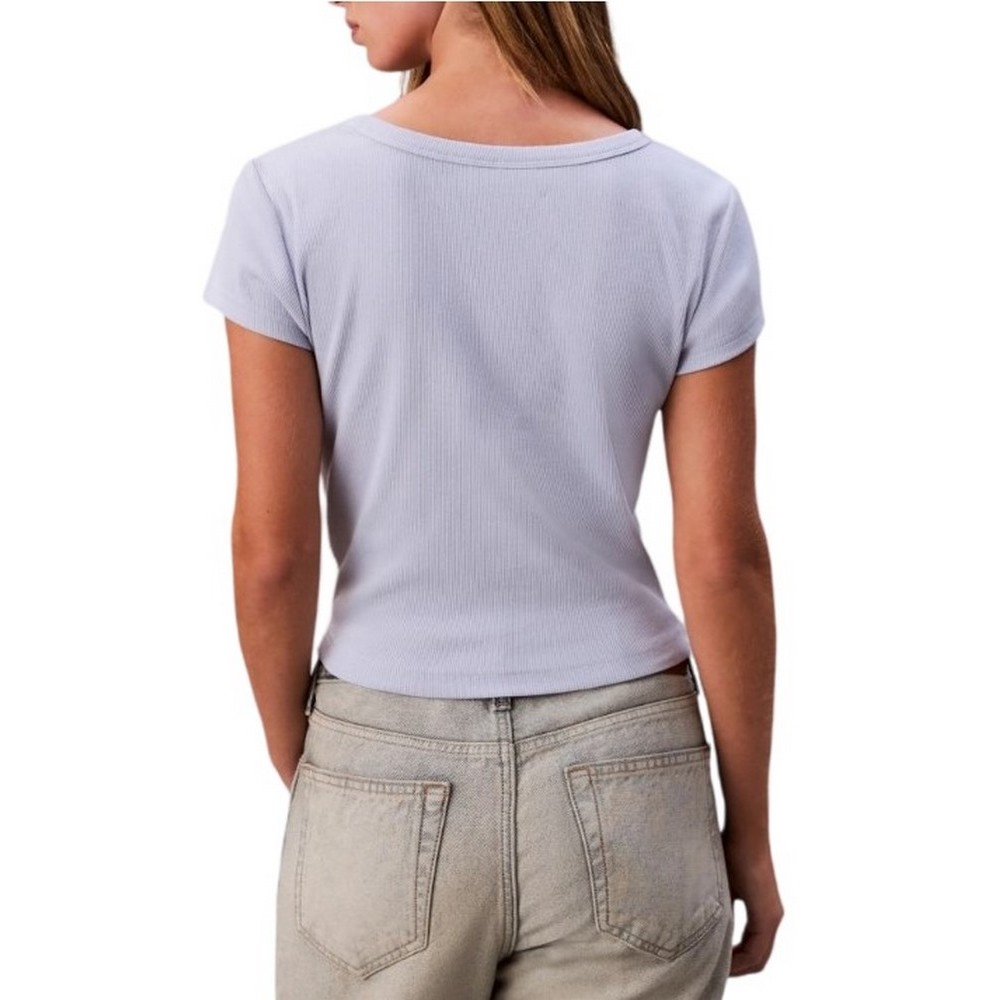 CALVIN KLEIN JEANS WOVEN LABEL 2X2 RIB BABY T-SHIRT ΜΠΛΟΥΖΑ ΓΥΝΑΙΚΕΙΑ CIEL